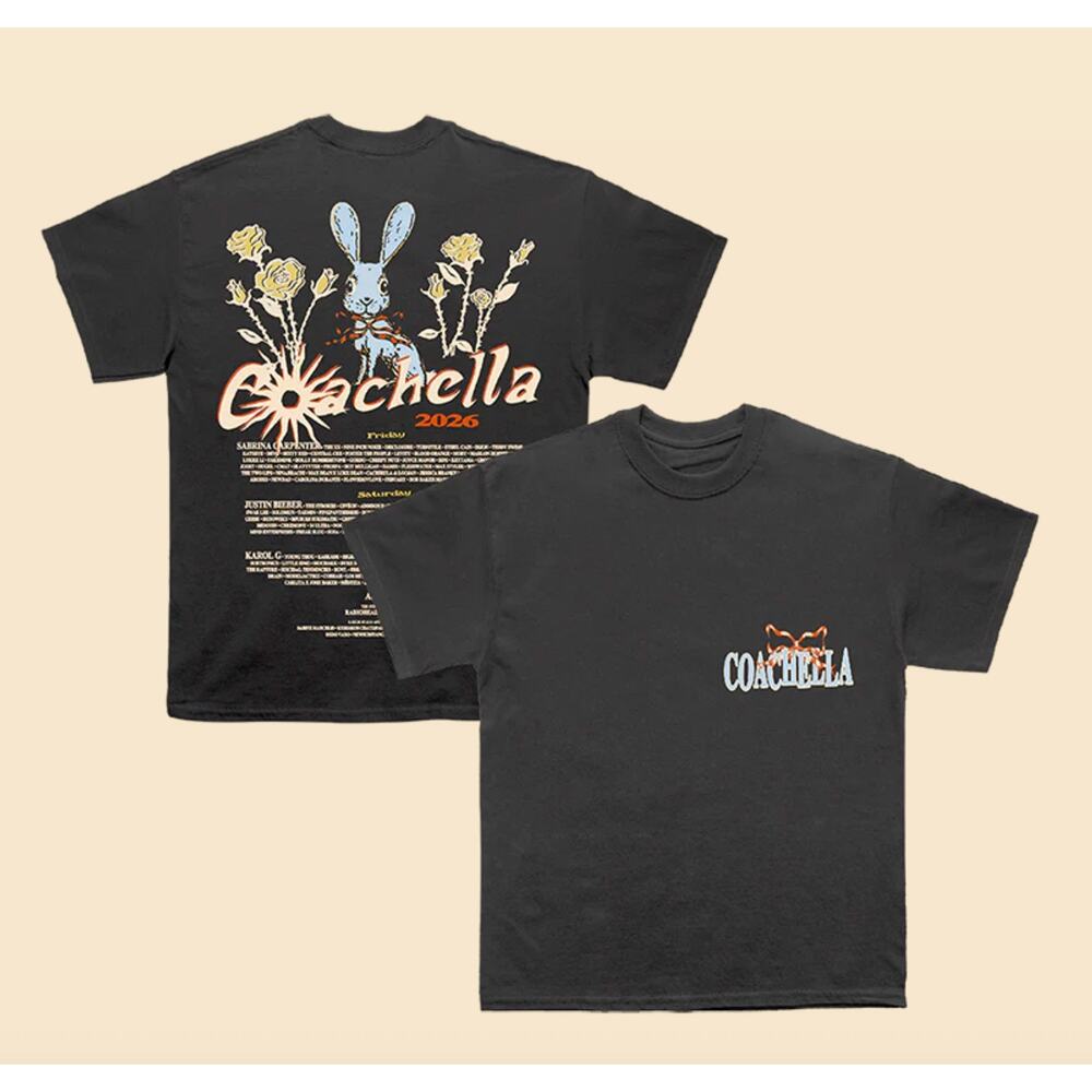 327 NWT 2026 COACHELLA Ribbons & Roses 2026 Lineup Tee in Sz L